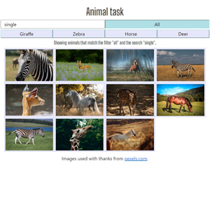 animal task js project filter